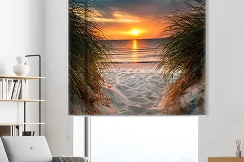 Rollo mit Druck nach Maß im Wohnzimmer