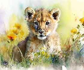 Fototapete Safari-Tiere in Aquarell