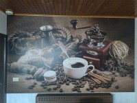 Kaffeetapete mit nostalgischem Motiv